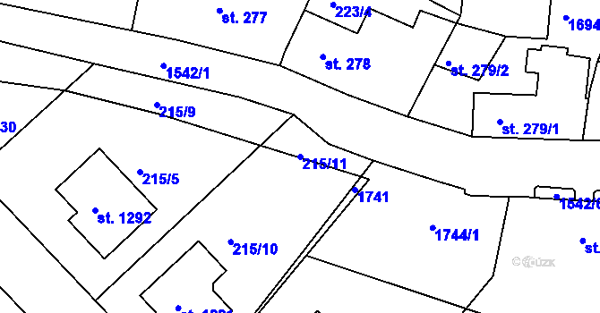 Parcela st. 215/11 v KÚ Nepomuk, Katastrální mapa