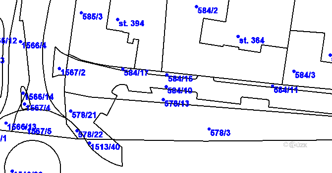 Parcela st. 584/10 v KÚ Nepomuk, Katastrální mapa