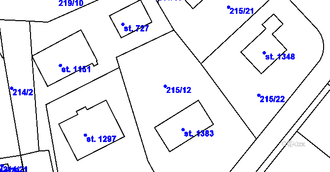 Parcela st. 215/12 v KÚ Nepomuk, Katastrální mapa