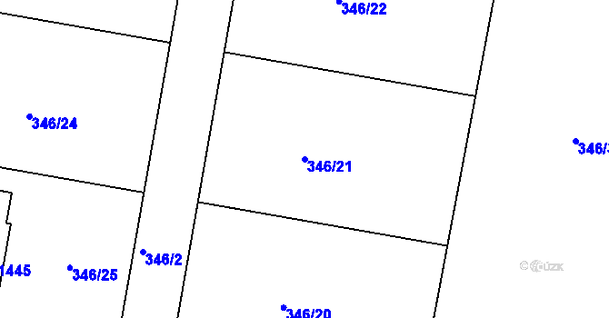 Parcela st. 346/21 v KÚ Nepomuk, Katastrální mapa