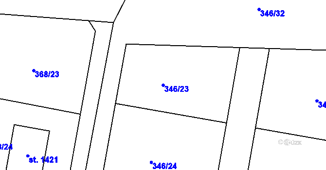 Parcela st. 346/23 v KÚ Nepomuk, Katastrální mapa