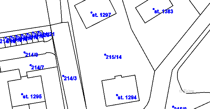 Parcela st. 215/14 v KÚ Nepomuk, Katastrální mapa