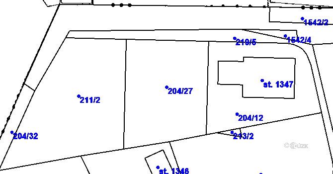 Parcela st. 204/27 v KÚ Nepomuk, Katastrální mapa