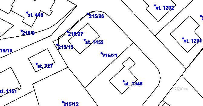 Parcela st. 215/21 v KÚ Nepomuk, Katastrální mapa