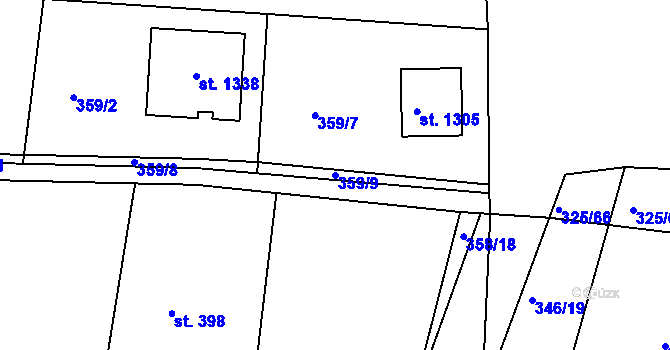 Parcela st. 359/9 v KÚ Nepomuk, Katastrální mapa