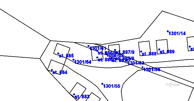 Parcela st. 886/8 v KÚ Nepomuk, Katastrální mapa