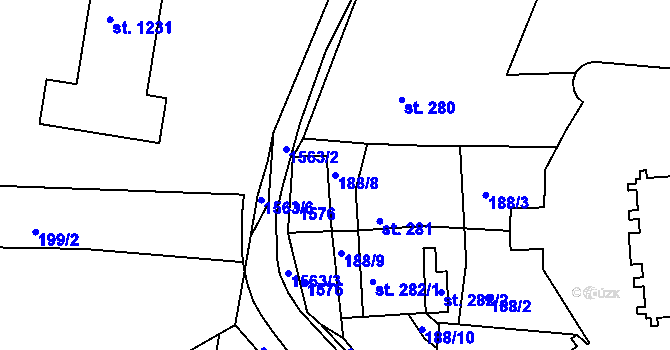Parcela st. 188/8 v KÚ Nepomuk, Katastrální mapa
