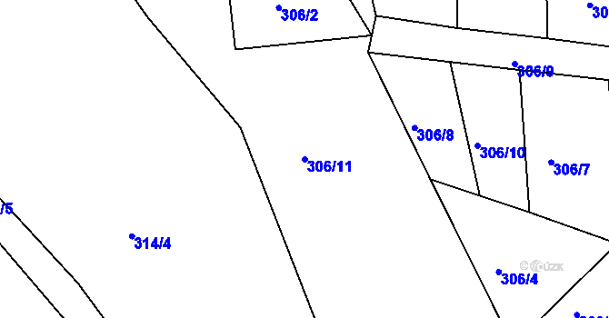 Parcela st. 306/11 v KÚ Nepomuk, Katastrální mapa