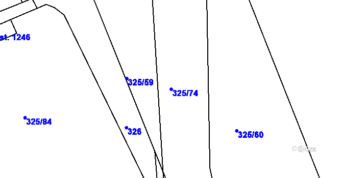 Parcela st. 325/74 v KÚ Nepomuk, Katastrální mapa