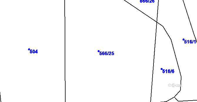 Parcela st. 566/25 v KÚ Nepomuk, Katastrální mapa