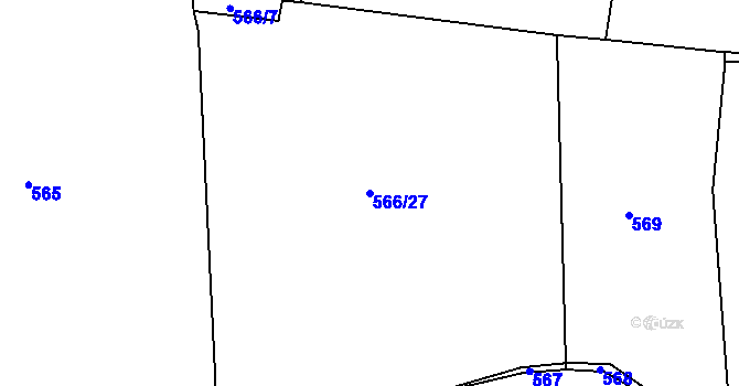 Parcela st. 566/27 v KÚ Nepomuk, Katastrální mapa