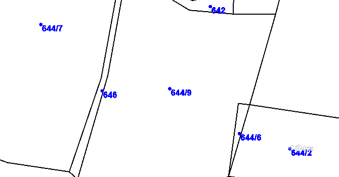 Parcela st. 644/9 v KÚ Nepomuk, Katastrální mapa