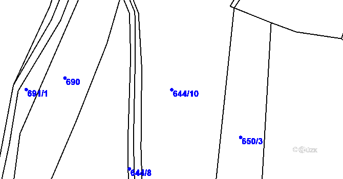 Parcela st. 644/10 v KÚ Nepomuk, Katastrální mapa