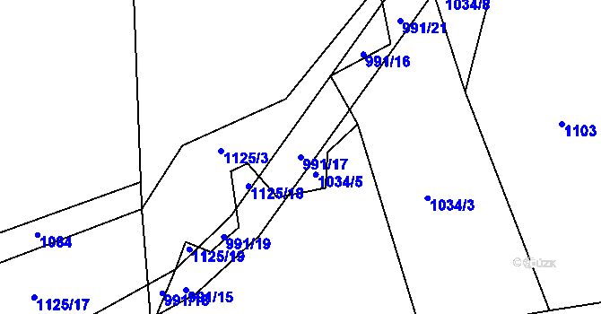 Parcela st. 991/17 v KÚ Nepomuk, Katastrální mapa