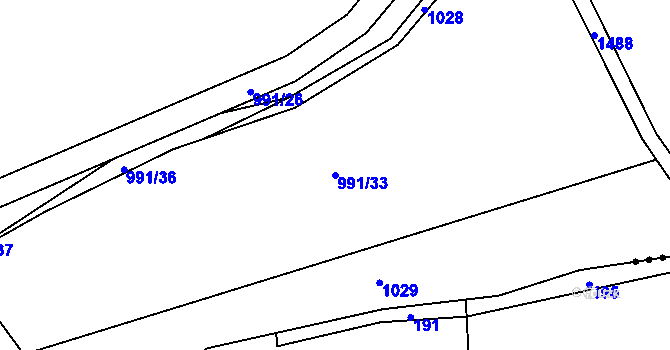 Parcela st. 991/33 v KÚ Nepomuk, Katastrální mapa