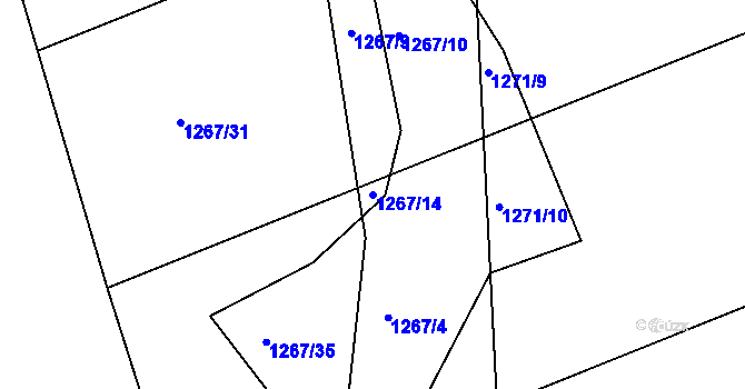 Parcela st. 1267/14 v KÚ Nepomuk, Katastrální mapa