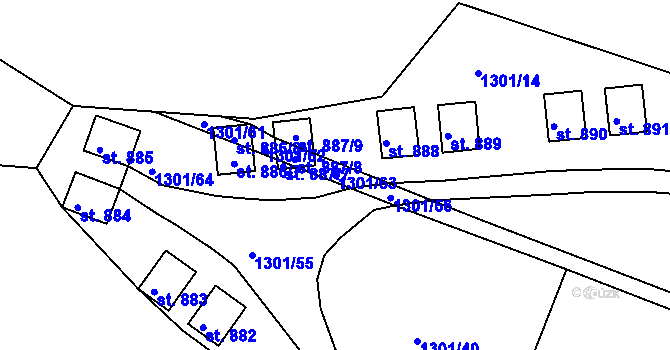 Parcela st. 1301/63 v KÚ Nepomuk, Katastrální mapa