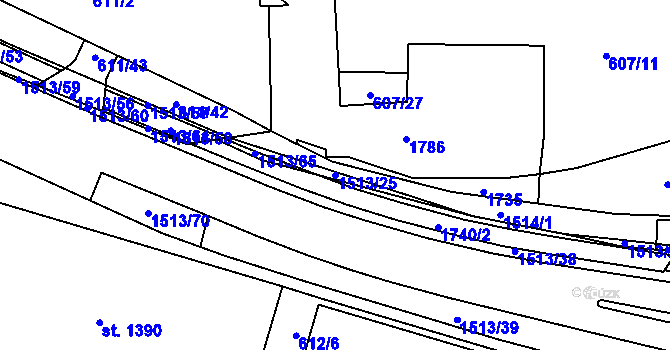 Parcela st. 1513/25 v KÚ Nepomuk, Katastrální mapa