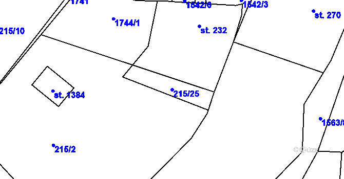 Parcela st. 215/25 v KÚ Nepomuk, Katastrální mapa