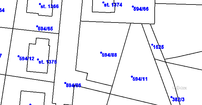 Parcela st. 594/88 v KÚ Nepomuk, Katastrální mapa