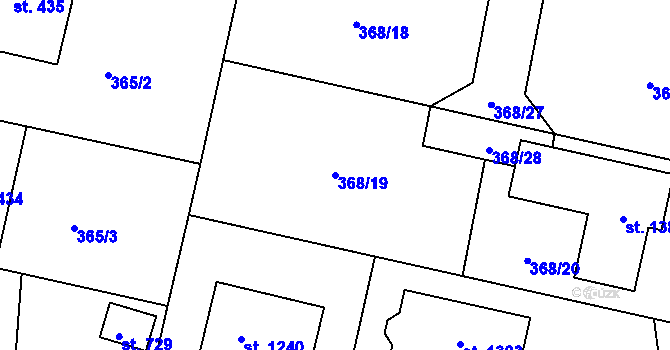Parcela st. 368/19 v KÚ Nepomuk, Katastrální mapa