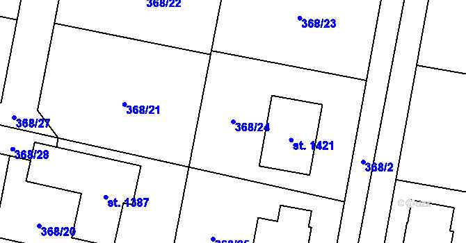 Parcela st. 368/24 v KÚ Nepomuk, Katastrální mapa