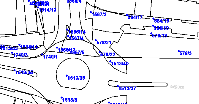 Parcela st. 578/22 v KÚ Nepomuk, Katastrální mapa