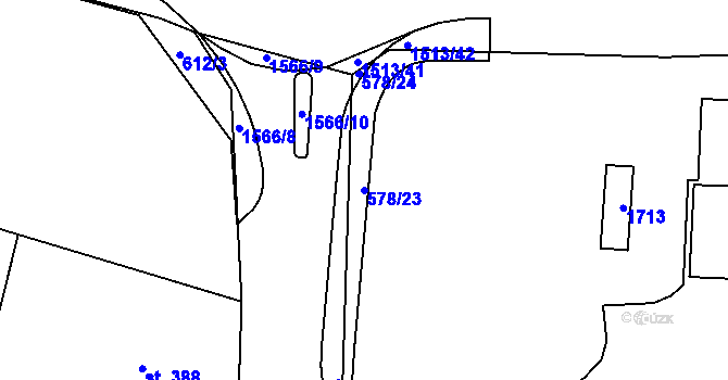 Parcela st. 578/23 v KÚ Nepomuk, Katastrální mapa