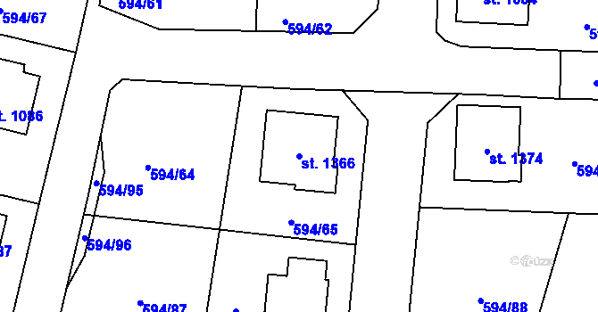 Parcela st. 1366 v KÚ Nepomuk, Katastrální mapa