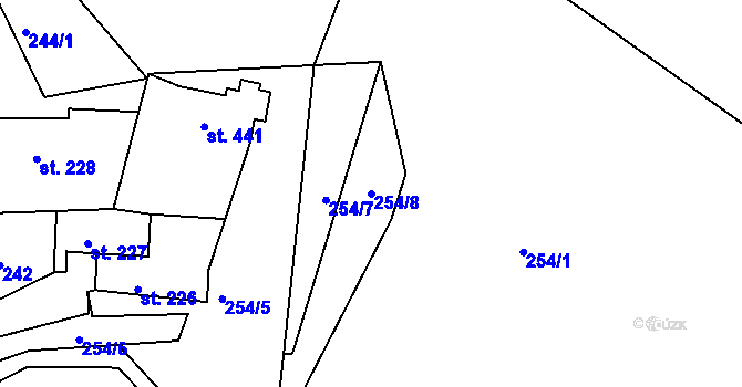 Parcela st. 254/8 v KÚ Nepomuk, Katastrální mapa