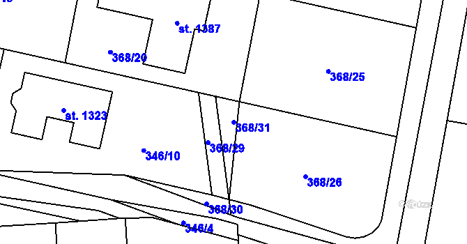 Parcela st. 368/31 v KÚ Nepomuk, Katastrální mapa