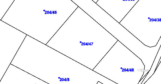 Parcela st. 204/47 v KÚ Nepomuk, Katastrální mapa