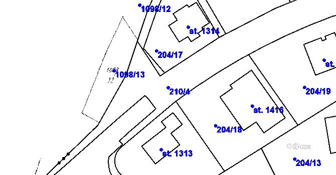 Parcela st. 210/4 v KÚ Nepomuk, Katastrální mapa