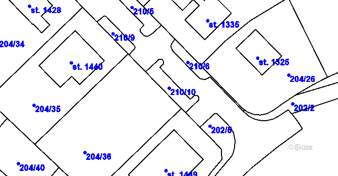 Parcela st. 210/10 v KÚ Nepomuk, Katastrální mapa