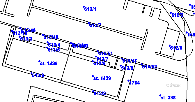 Parcela st. 615/51 v KÚ Nepomuk, Katastrální mapa