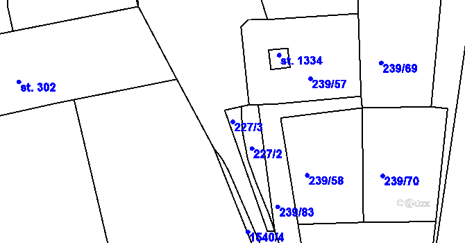 Parcela st. 227/3 v KÚ Nepomuk, Katastrální mapa