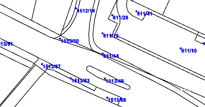 Parcela st. 611/44 v KÚ Nepomuk, Katastrální mapa