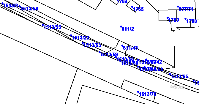 Parcela st. 1513/59 v KÚ Nepomuk, Katastrální mapa