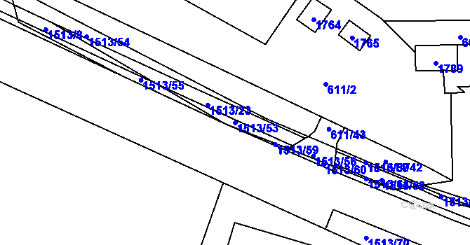 Parcela st. 1513/53 v KÚ Nepomuk, Katastrální mapa