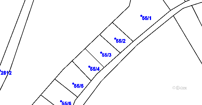 Parcela st. 55/3 v KÚ Chmelištná, Katastrální mapa