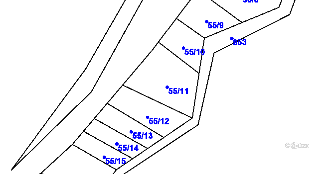Parcela st. 55/11 v KÚ Chmelištná, Katastrální mapa