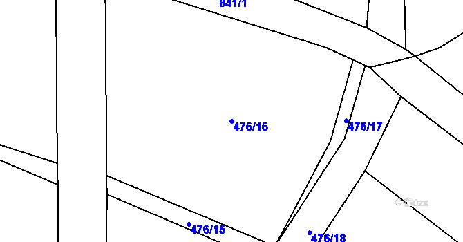 Parcela st. 476/16 v KÚ Chmelištná, Katastrální mapa