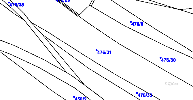 Parcela st. 476/31 v KÚ Chmelištná, Katastrální mapa