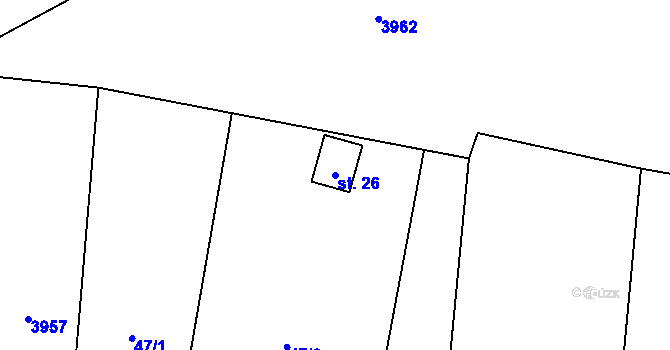 Parcela st. 26 v KÚ Nepomyšl, Katastrální mapa