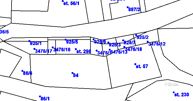 Parcela st. 3476/1 v KÚ Nepomyšl, Katastrální mapa