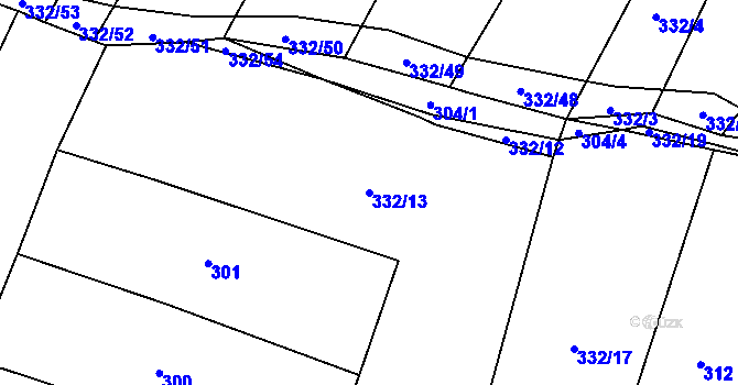 Parcela st. 332/13 v KÚ Neprochovy, Katastrální mapa