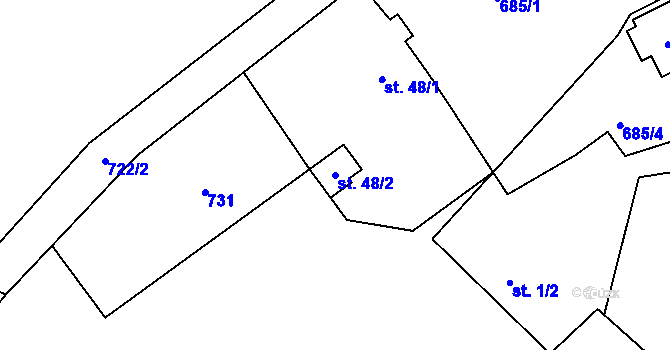 Parcela st. 48/2 v KÚ Neprochovy, Katastrální mapa