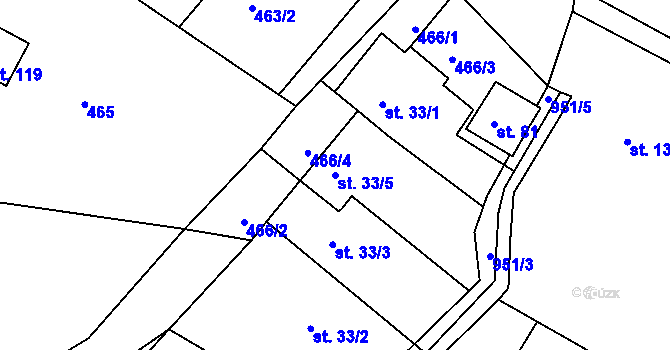 Parcela st. 33/5 v KÚ Nepřejov, Katastrální mapa