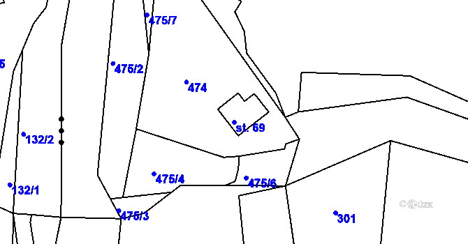 Parcela st. 69 v KÚ Nepřejov, Katastrální mapa