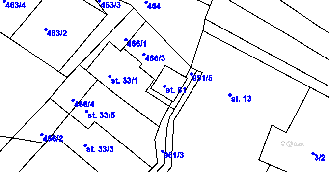 Parcela st. 81 v KÚ Nepřejov, Katastrální mapa